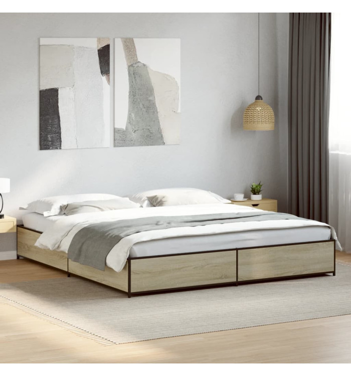 Cadre de lit sans matelas chêne sonoma 180x200 cm | Mobilier & Déco