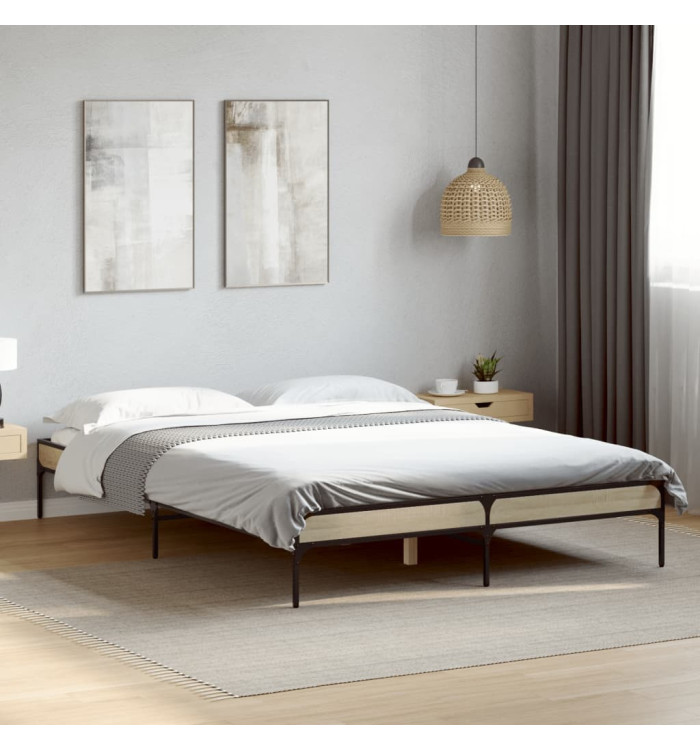 Cadre de lit sans matelas chêne sonoma 135x190 cm | Mobilier & Déco