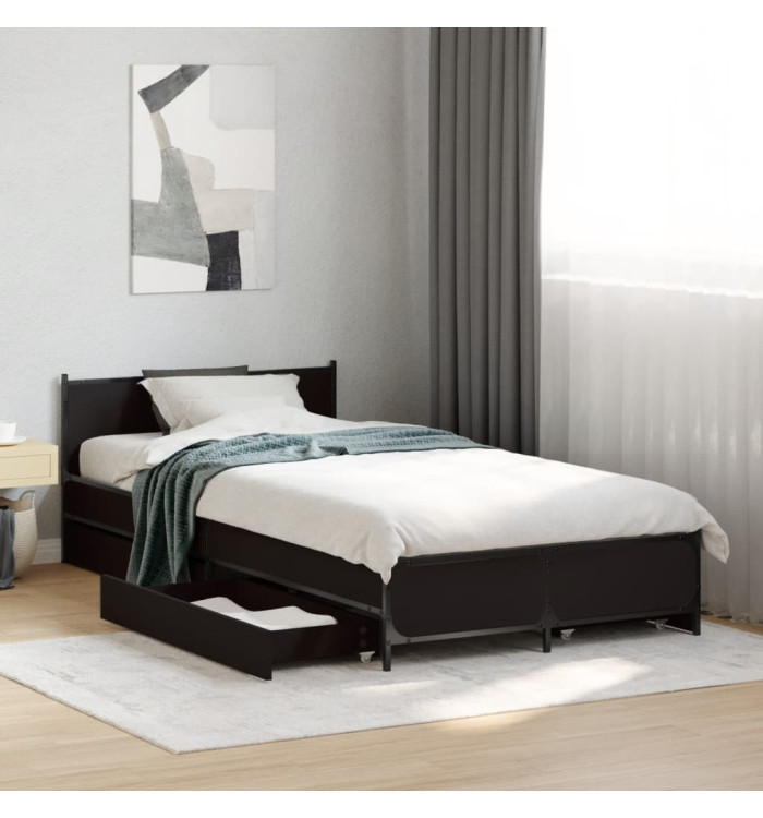 Cadre de lit avec tiroirs sans matelas noir 75x190 cm | Mobilier & Déco