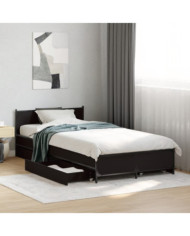 Cadre de lit avec tiroirs sans matelas noir 75x190 cm | Mobilier & Déco