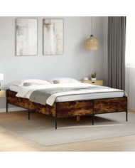 Cadre de lit sans matelas chêne fumé 135x190 cm | Mobilier & Déco
