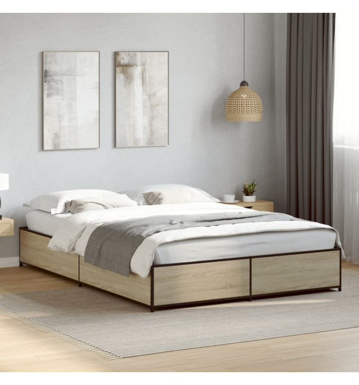 Cadre de lit sans matelas chêne sonoma 120x190 cm | Mobilier & Déco
