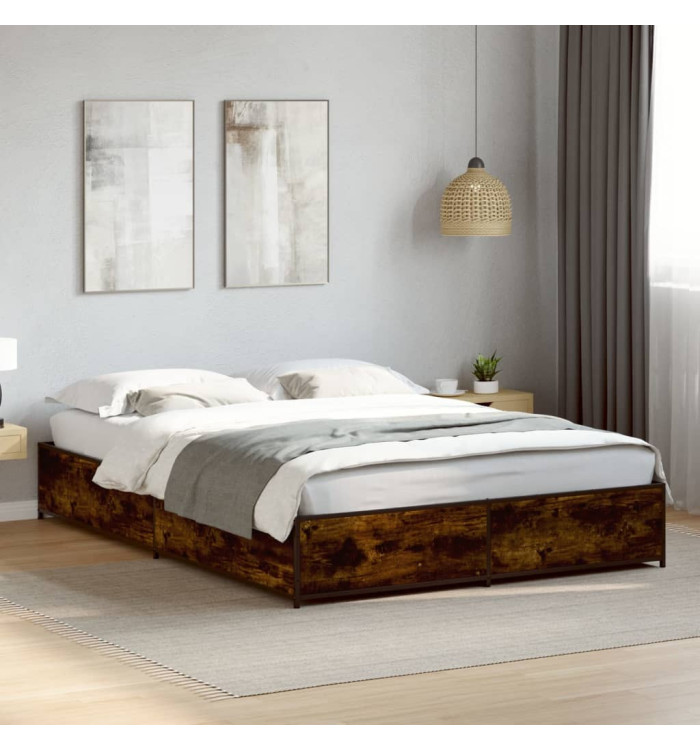 Cadre de lit sans matelas chêne fumé 140x190 cm | Mobilier & Déco