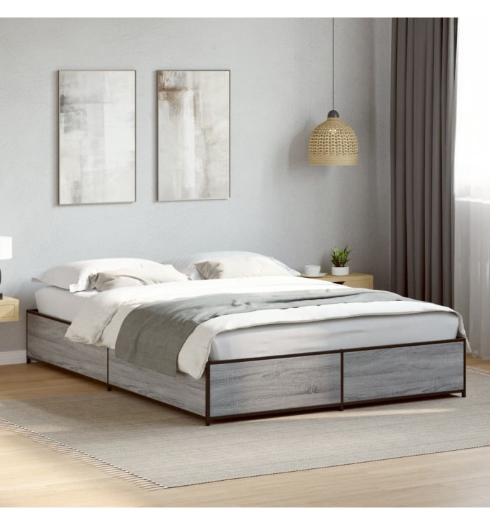 Cadre de lit sans matelas sonoma gris 150x200 cm | Mobilier & Déco