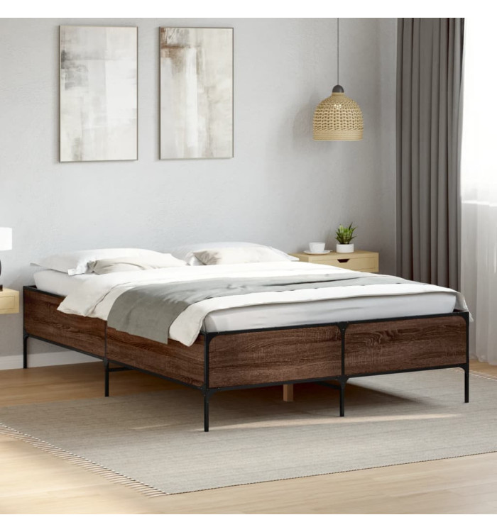 Cadre de lit sans matelas chêne marron 135x190 cm | Mobilier & Déco