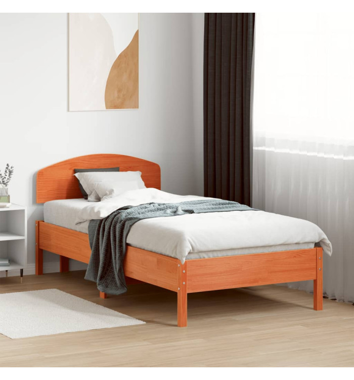 Cadre de lit sans matelas cire marron 75x190 cm bois pin massif | Mobilier & Déco