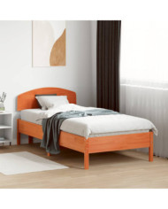 Cadre de lit sans matelas cire marron 75x190 cm bois pin massif | Mobilier & Déco