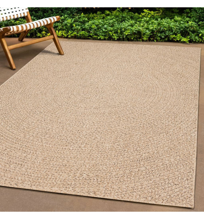 Tapis ZIZUR 200x200 cm aspect de jute intérieur et extérieur | Mobilier & Déco