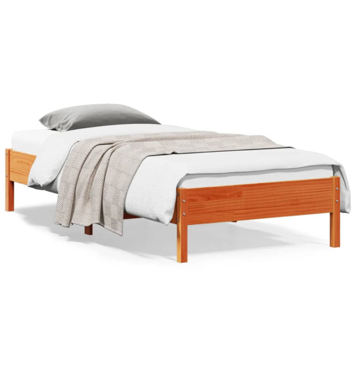 Cadre de lit sans matelas cire marron 100x200cm bois pin massif | Mobilier & Déco