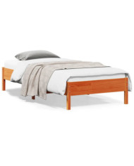 Cadre de lit sans matelas cire marron 100x200cm bois pin massif | Mobilier & Déco