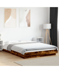 Cadre de lit sans matelas chêne fumé 135x190 cm | Mobilier & Déco