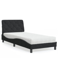 Lit avec matelas noir 90x190 cm velours | Mobilier & Déco