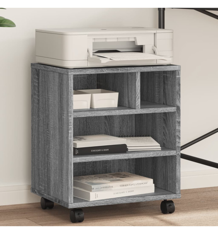 Support d'imprimante avec roulettes sonoma gris 41x32x48 cm | Mobilier & Déco