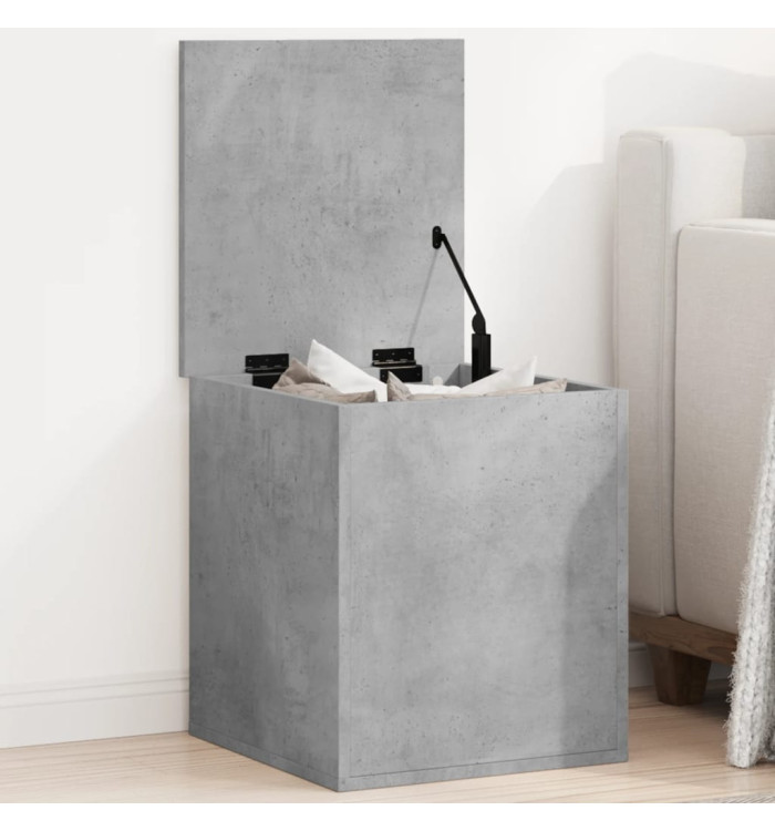 Boîte de rangement gris béton 40x42x46 cm bois d'ingénierie | Mobilier & Déco
