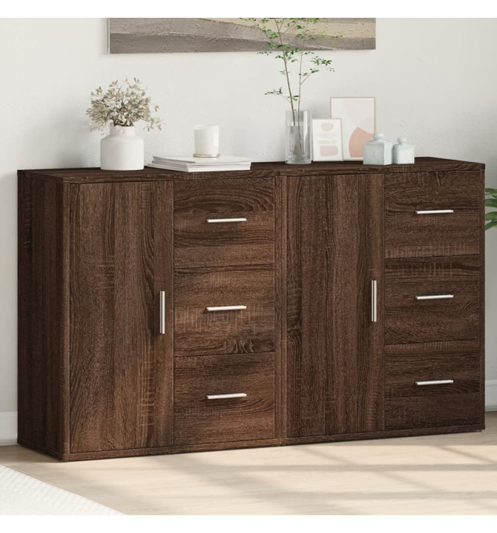 Buffets 2 pcs chêne marron 60x31x70 cm bois d'ingénierie | Mobilier & Déco