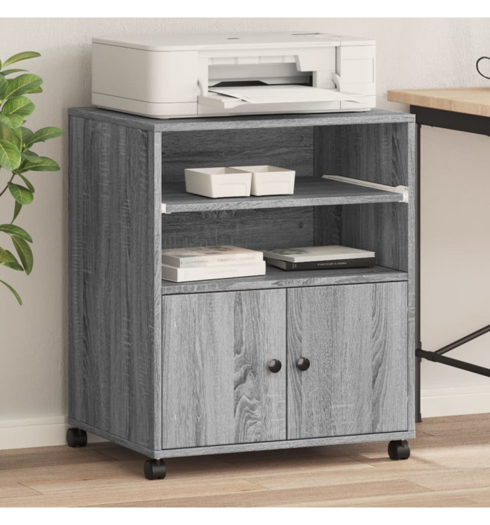 Support d'imprimante avec roulettes sonoma gris 60x48x74 cm | Mobilier & Déco