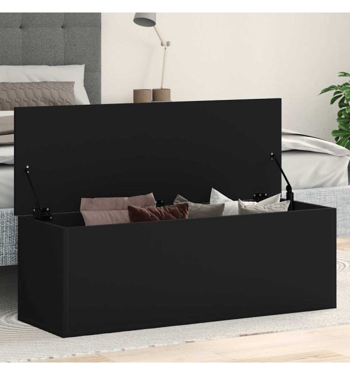 Boîte de rangement noir 102x35x35 cm bois d'ingénierie | Mobilier & Déco