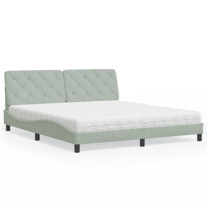 Lit avec matelas gris clair 180x200 cm velours | Mobilier & Déco