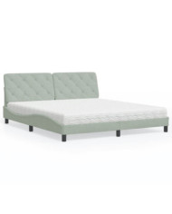 Lit avec matelas gris clair 180x200 cm velours | Mobilier & Déco
