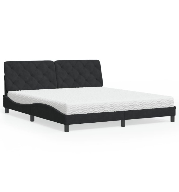 Lit avec matelas noir 180x200 cm velours | Mobilier & Déco