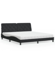 Lit avec matelas noir 180x200 cm velours | Mobilier & Déco
