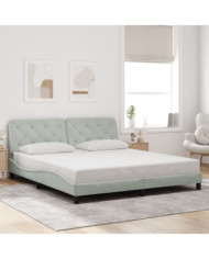 Cadre de lit sans matelas gris clair 180x200 cm velours | Mobilier & Déco