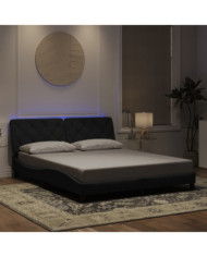 Cadre de lit avec LED sans matelas noir 160x200 cm velours | Mobilier & Déco