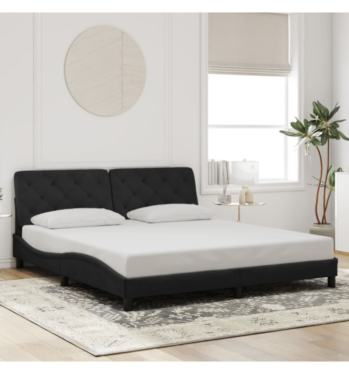 Cadre de lit sans matelas noir 180x200 cm velours | Mobilier & Déco