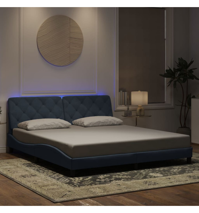 Cadre de lit avec LED sans matelas gris foncé 180x200cm velours | Mobilier & Déco