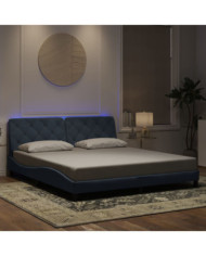 Cadre de lit avec LED sans matelas gris foncé 180x200cm velours | Mobilier & Déco
