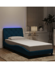 Cadre de lit avec LED sans matelas bleu 80x200 cm velours | Mobilier & Déco