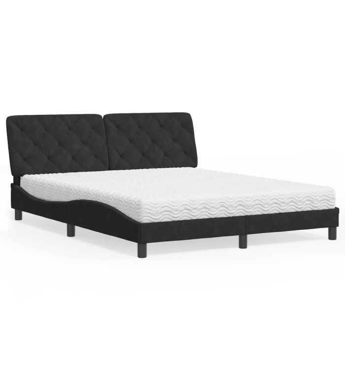 Lit avec matelas noir 160x200 cm velours | Mobilier & Déco