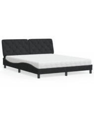 Lit avec matelas noir 160x200 cm velours | Mobilier & Déco