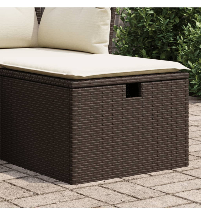Tabouret de jardin avec coussin brun 55x55x37 cm résine tressée | Mobilier & Déco