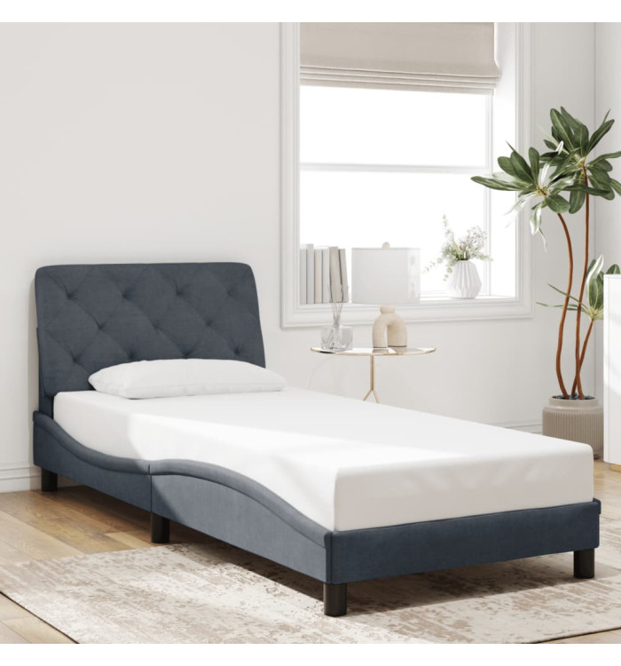 Cadre de lit sans matelas gris foncé 90x200 cm velours | Mobilier & Déco