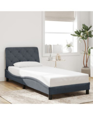 Cadre de lit sans matelas gris foncé 90x200 cm velours | Mobilier & Déco