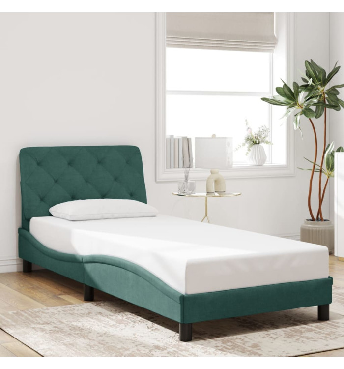 Cadre de lit sans matelas vert foncé 90x200 cm velours | Mobilier & Déco