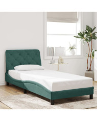 Cadre de lit sans matelas vert foncé 90x200 cm velours | Mobilier & Déco