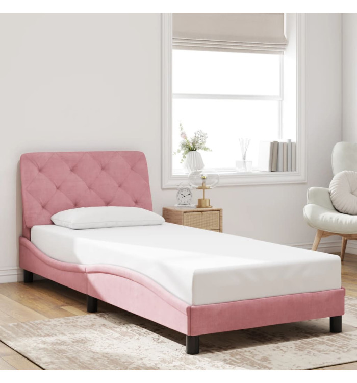 Cadre de lit sans matelas rose 90x190 cm velours | Mobilier & Déco
