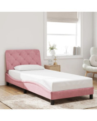 Cadre de lit sans matelas rose 90x190 cm velours | Mobilier & Déco