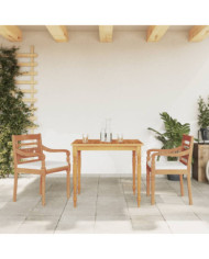 Ensemble à manger de jardin et coussins blanc 3 pcs teck massif | Mobilier & Déco