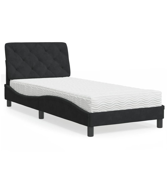 Lit avec matelas noir 80x200 cm velours | Mobilier & Déco