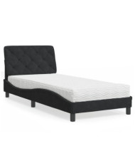 Lit avec matelas noir 80x200 cm velours | Mobilier & Déco