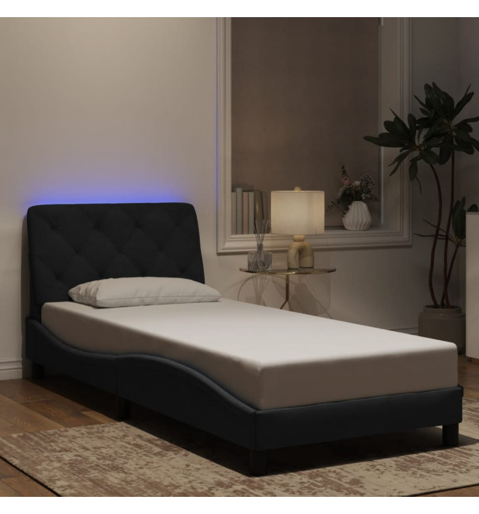Cadre de lit avec LED sans matelas noir 80x200 cm velours | Mobilier & Déco