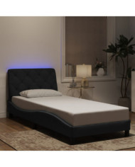 Cadre de lit avec LED sans matelas noir 80x200 cm velours | Mobilier & Déco