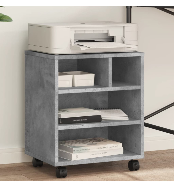 Support d'imprimante avec roulettes gris béton 41x32x48 cm | Mobilier & Déco