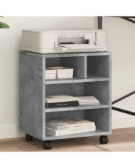 Support d'imprimante avec roulettes gris béton 41x32x48 cm | Mobilier & Déco