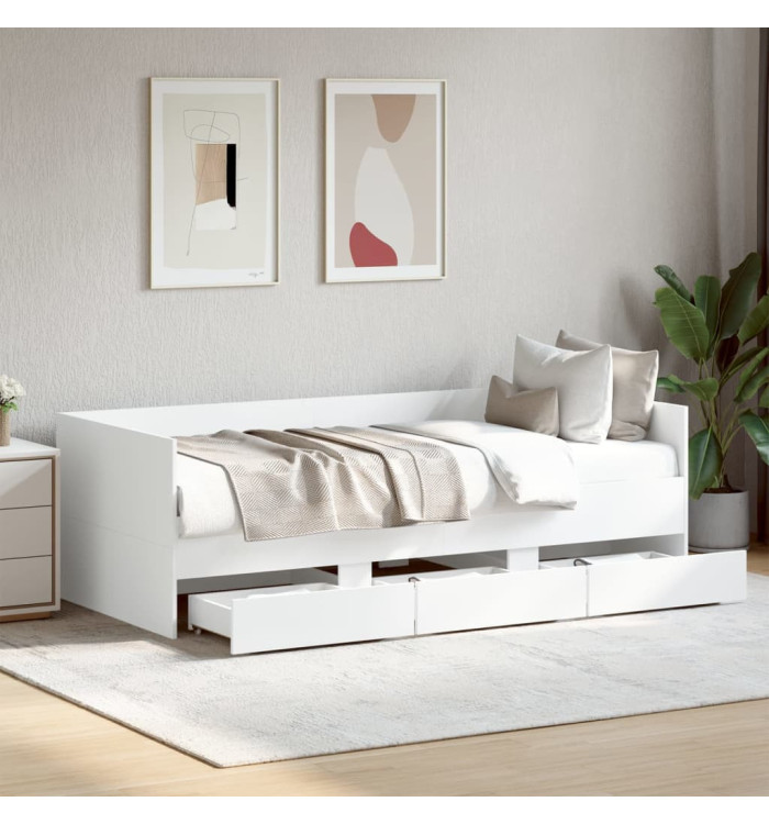 Lit de jour avec tiroirs sans matelas blanc 90x200 cm | Mobilier & Déco