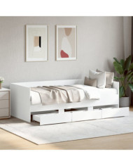 Lit de jour avec tiroirs sans matelas blanc 90x200 cm | Mobilier & Déco