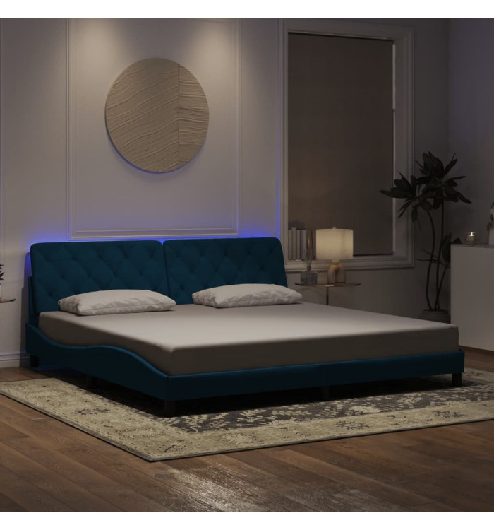 Cadre de lit avec lumières LED bleu 200x200 cm velours | Mobilier & Déco